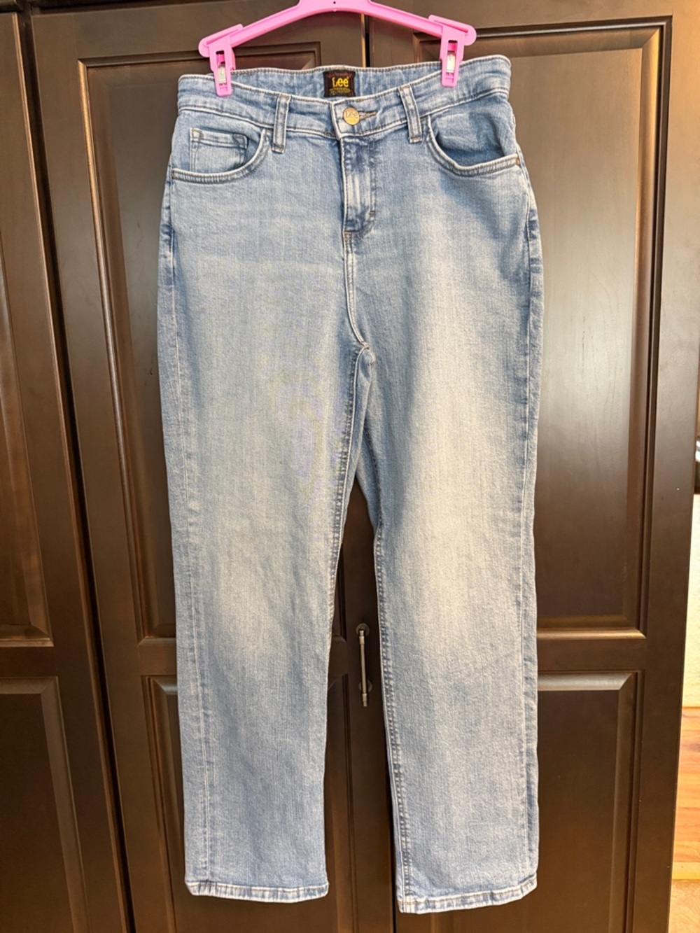 Lee Light Blue Straight Leg High-Rise Jeans